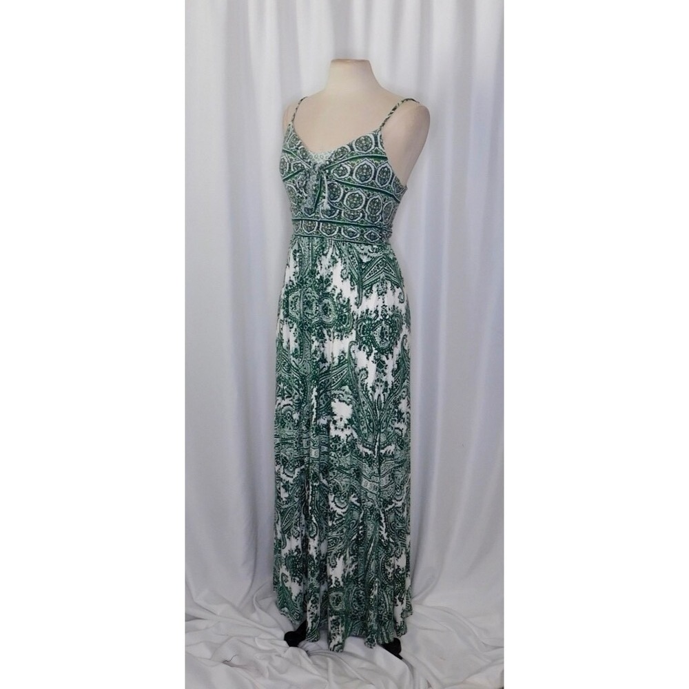 Anthropologie MOULINETTE SOEURS Brisbane Green Paisley Maxi Dress Knit Medium - Picture 7 of 16